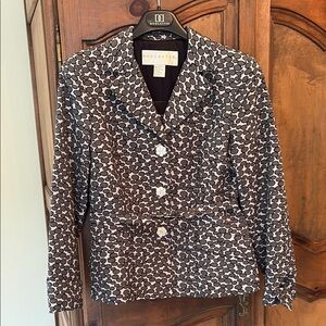 Doncaster Black and White Abstract Print Blazer with Matching Shell